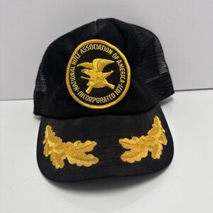 NRA Hat Mesh Snapback Trucker Black Gold‎ Leaf  Emblem Cap Made in USA embroider